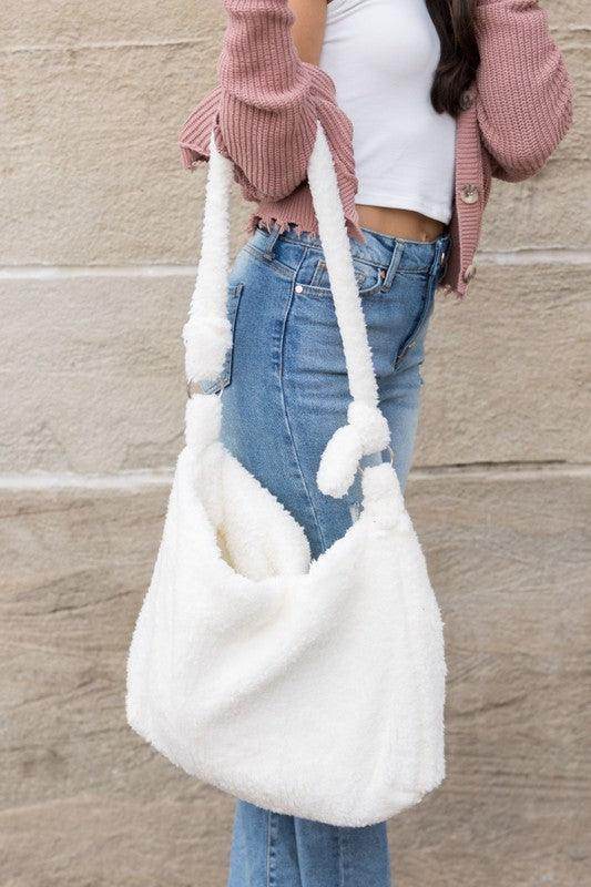 Boucle Sherpa Messenger Bag - VacationGrabs