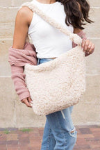 Boucle Sherpa Messenger Bag - VacationGrabs