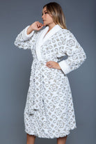 Women's Sleepwear/LoungewearWomens Cozy White/Grey Kimmie Robe - VacationGrabs