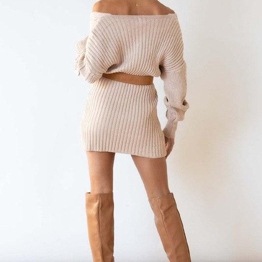 Women's Dresses Cream Sweater Mini Dress