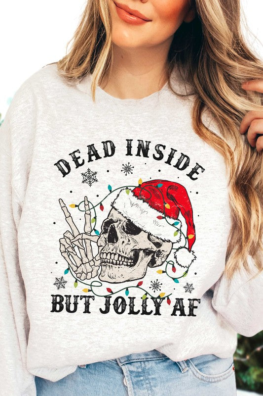 Women's Sweatshirts & HoodiesDead Inside but Jolly AF Graphic Sweatshirt - VacationGrabs