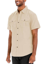 Men's Two Chest Pocket Button Down Shirt - VacationGrabs
