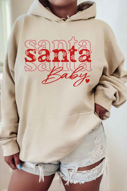 Women's Sweatshirts & HoodiesSanta Baby Christmas Hoodie Plus Size - VacationGrabs