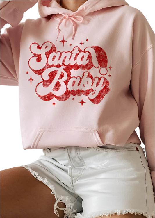 Women's Sweatshirts & HoodiesPlus Santa Baby Christmas Graphic Hoodie - VacationGrabs