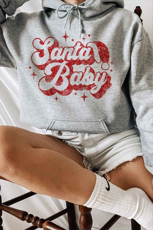 Women's Sweatshirts & HoodiesPlus Santa Baby Christmas Graphic Hoodie - VacationGrabs