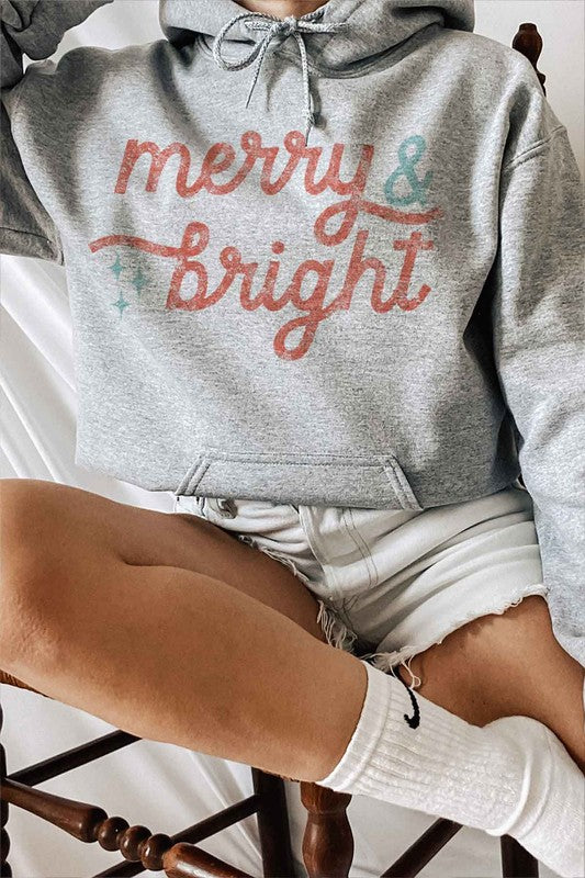 Women's Sweatshirts & HoodiesMerry and Bright Graphic Hoodie Plus Size - VacationGrabs