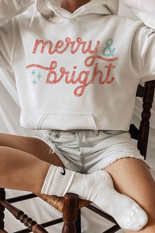 Merry and Bright Graphic Hoodie Plus Size - VacationGrabs
