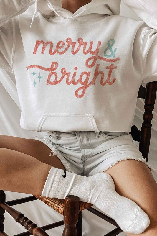 Women's Sweatshirts & HoodiesMerry and Bright Graphic Hoodie Plus Size - VacationGrabs