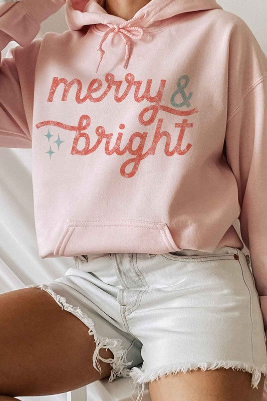 Women's Sweatshirts & HoodiesMerry and Bright Graphic Hoodie Plus Size - VacationGrabs