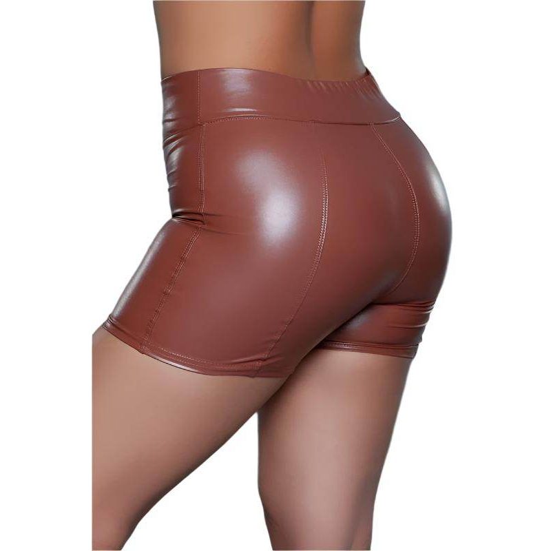 Womens Faux Leather Solid Shorts - VacationGrabs
