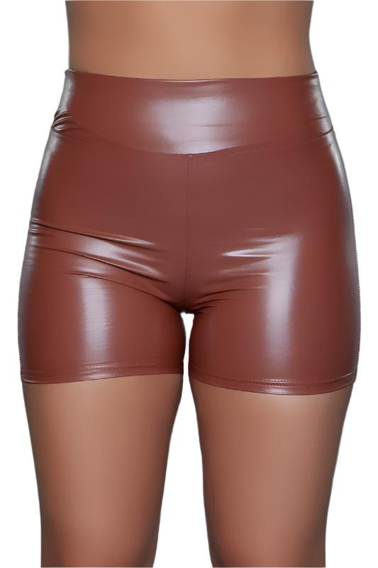 Women's ShortsWomens Faux Leather Solid Shorts - VacationGrabs