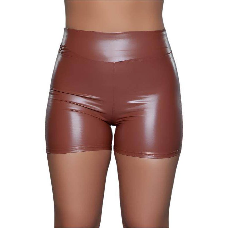 Womens Faux Leather Solid Shorts - VacationGrabs