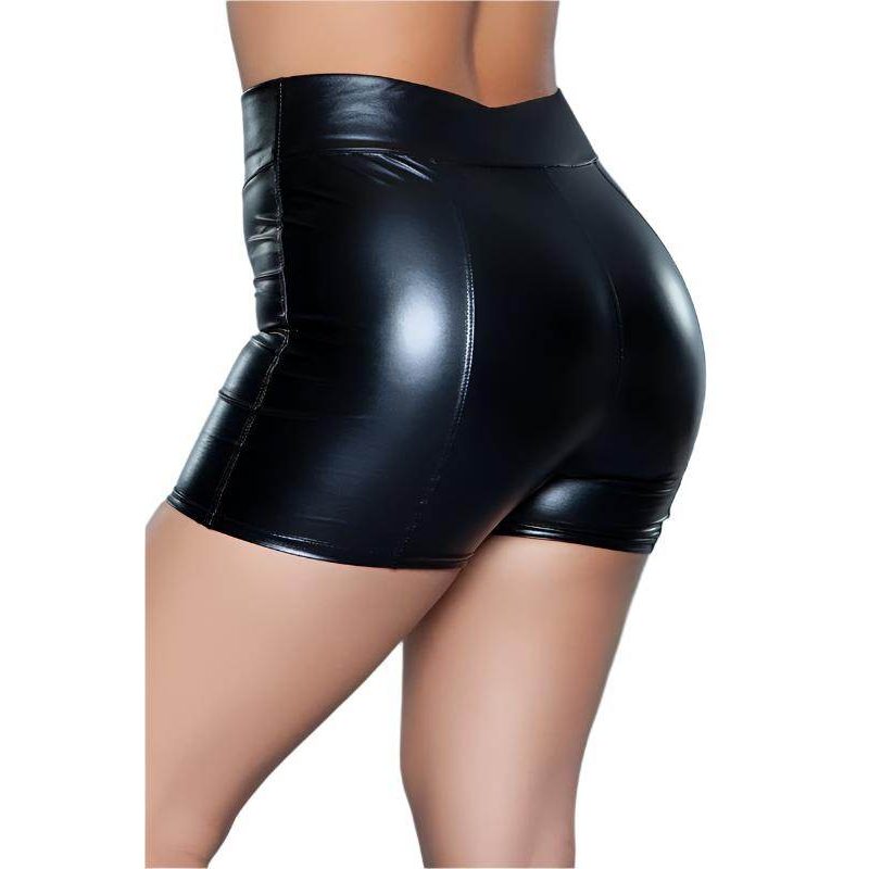Womens Faux Leather Solid Shorts - VacationGrabs