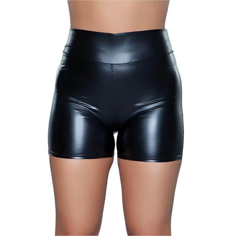 Womens Faux Leather Solid Shorts - VacationGrabs
