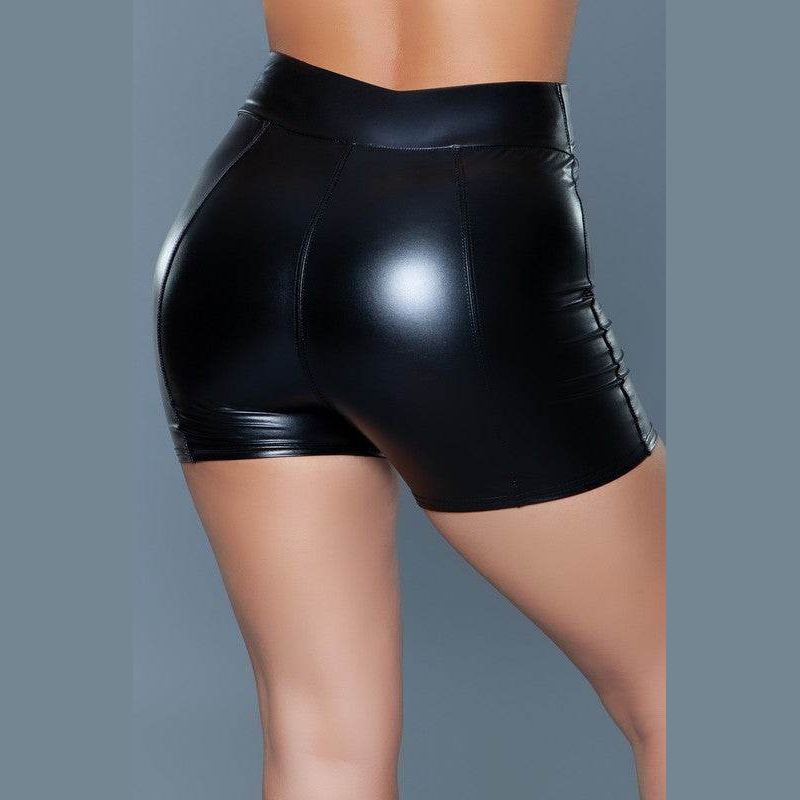 Womens Faux Leather Solid Shorts - VacationGrabs