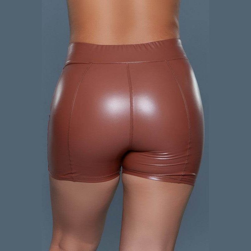 Womens Faux Leather Solid Shorts - VacationGrabs