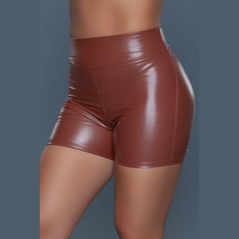 Womens Faux Leather Solid Shorts - VacationGrabs