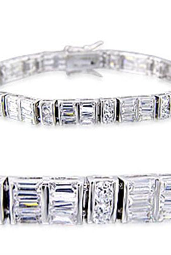 Women's Jewelry - Bracelets Women's Bracelets - 32024 - Rhodium Brass Bracelet with AAA Grade CZ in Clear