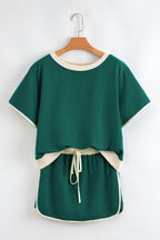 Colorblock Short Sleeve T-Shirt and Skort Set