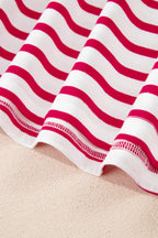 Stripe Scallop Trim Round Neck T-Shirt