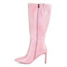 Prinkles Quilted High Italian Block Heeled Boots - VacationGrabs