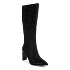 Prinkles Quilted High Italian Block Heeled Boots - VacationGrabs