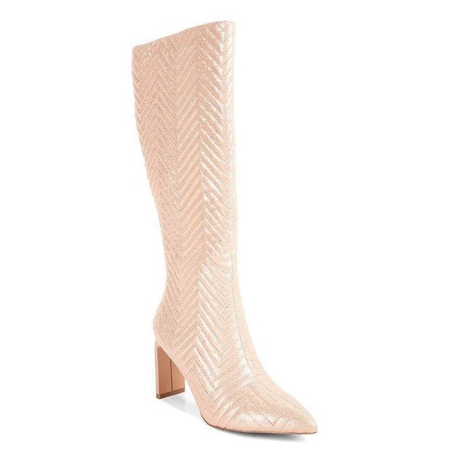 Prinkles Quilted High Italian Block Heeled Boots - VacationGrabs