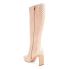 Prinkles Quilted High Italian Block Heeled Boots - VacationGrabs