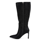 Prinkles Quilted High Italian Block Heeled Boots - VacationGrabs