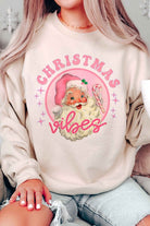 Women's Sweatshirts & HoodiesPlus Size Retro Christmas Vibes Santa Sweatshirt - VacationGrabs