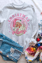 Women's Sweatshirts & HoodiesPlus Size Retro Christmas Vibes Santa Sweatshirt - VacationGrabs