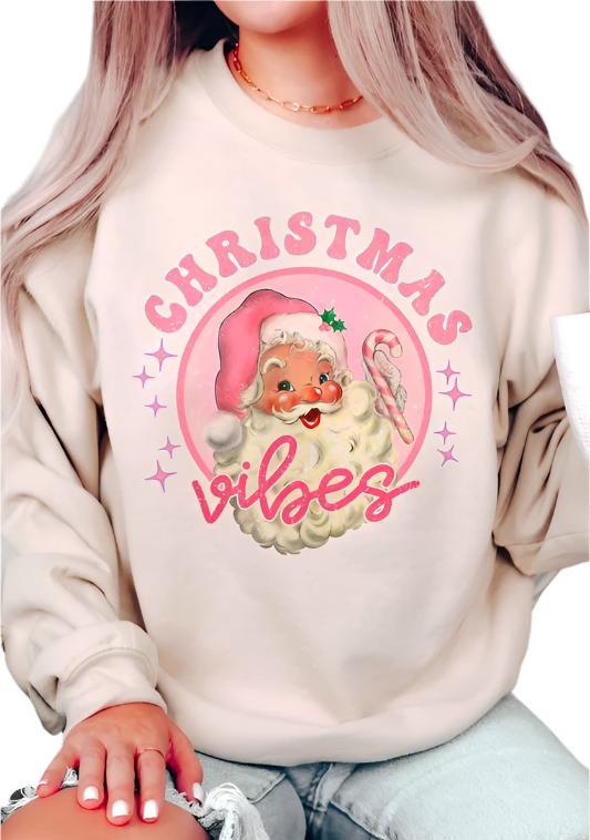 Women's Sweatshirts & HoodiesRetro Christmas Vibes Santa Graphic Sweatshirt - VacationGrabs