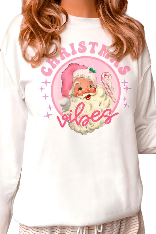 Women's Sweatshirts & HoodiesPlus Size Retro Christmas Vibes Santa Sweatshirt - VacationGrabs