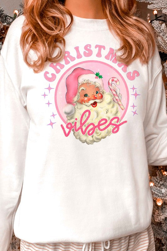 Women's Sweatshirts & HoodiesRetro Christmas Vibes Santa Graphic Sweatshirt - VacationGrabs