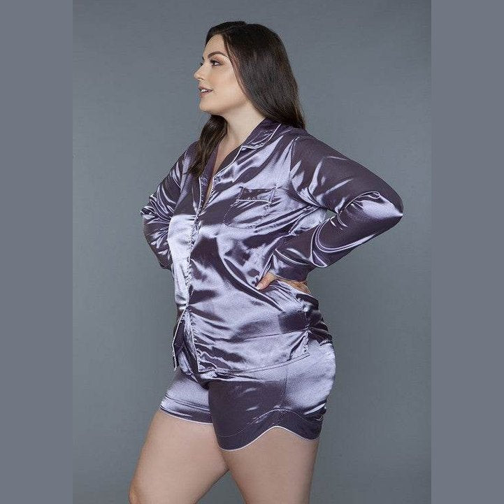 Plus Size Purple Liz Silky PJ Set - VacationGrabs