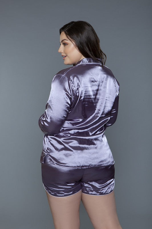 Women's Sleepwear/LoungewearPlus Size Purple Liz Silky PJ Set - VacationGrabs