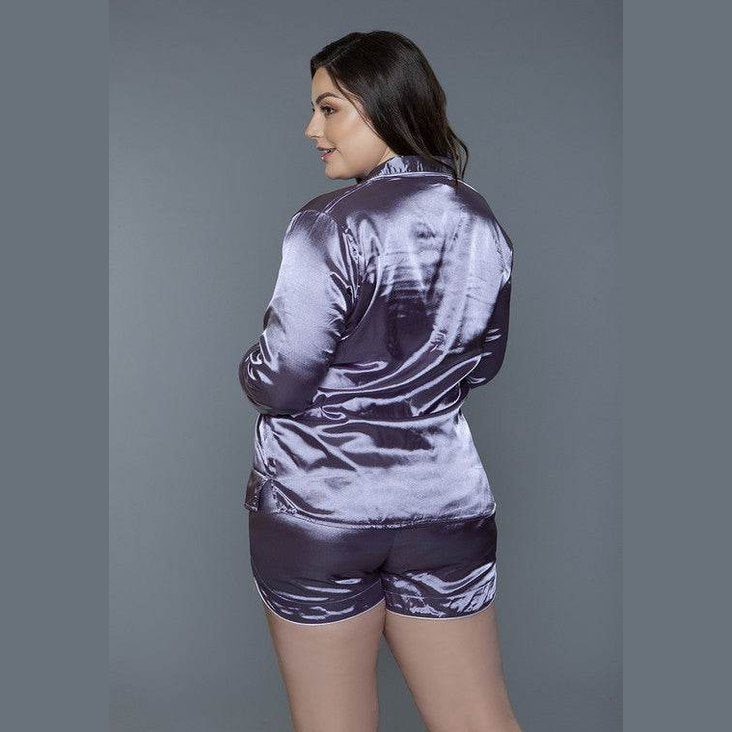 Plus Size Purple Liz Silky PJ Set - VacationGrabs