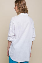 Women's Shirts Linen Oversized Double Pocket Button Down Shirt