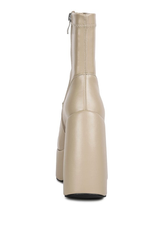 Beige Rag Company chunky heel fashion boots with a sleek design and zip closure for easy wear