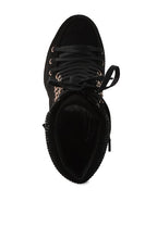 Black lace up diamante ankle boots for women featuring a stylish design and comfortable fit