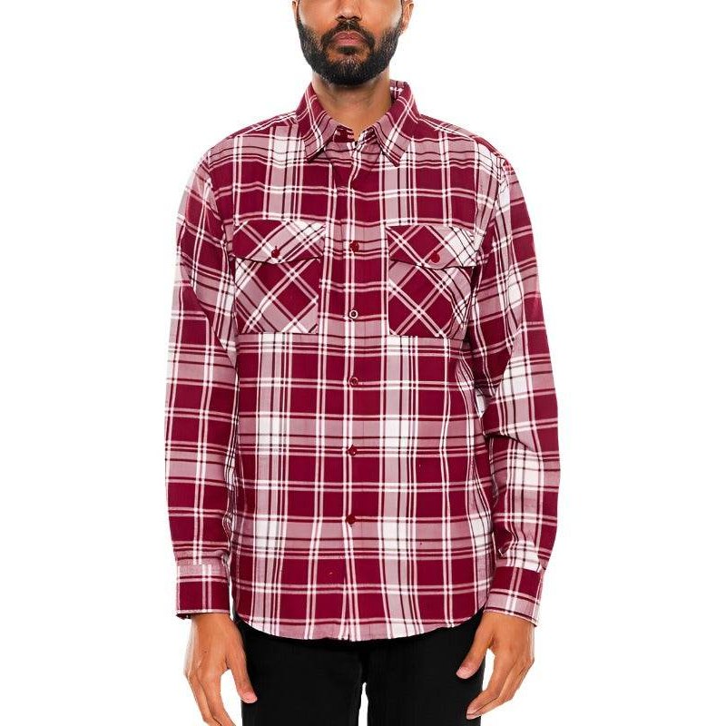 Long Sleeve Flannel Full Plaid Checkered Shirt - VacationGrabs