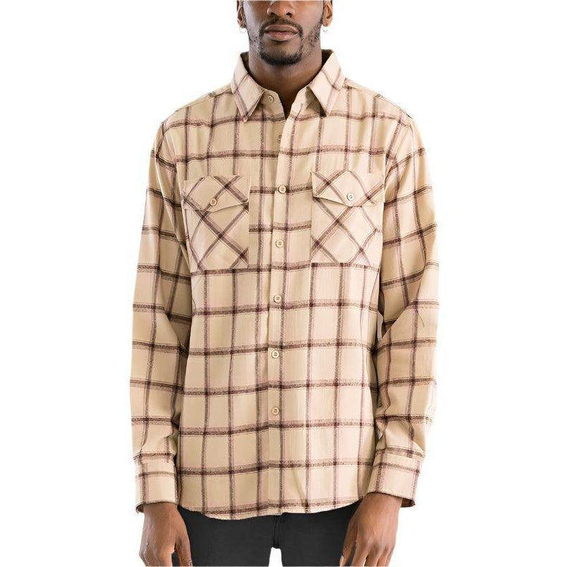 Long Sleeve Flannel Full Plaid Checkered Shirt - VacationGrabs