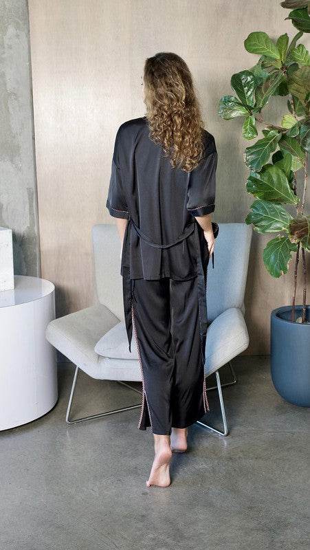Black 3 Piece Kimono Pajama Sets - VacationGrabs