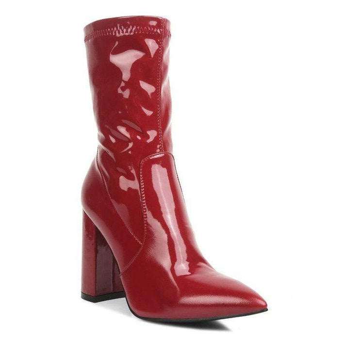 Pluto Block Heel Stiletto Ankle Boot - VacationGrabs