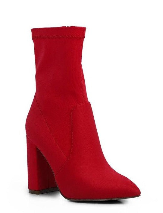 Women's Shoes - Boots Ankle Lycra Block Heeled Boots