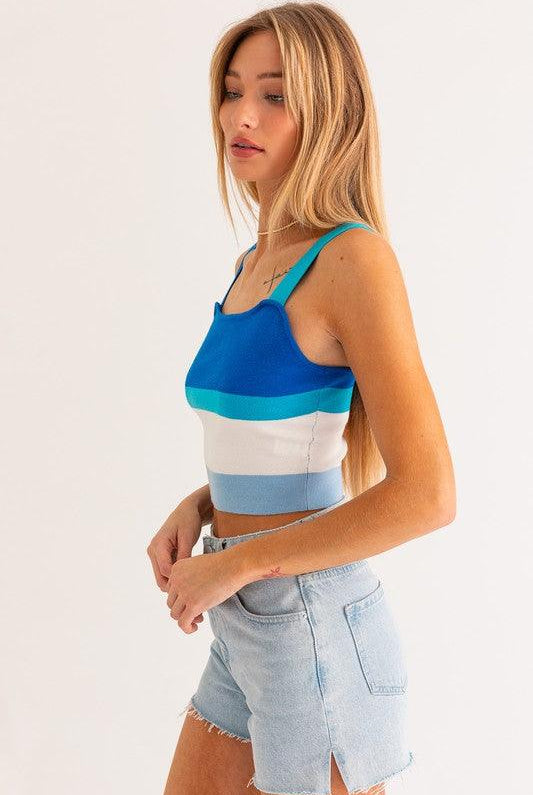 Women's Shirts Multi Stripe Knit Tank Top