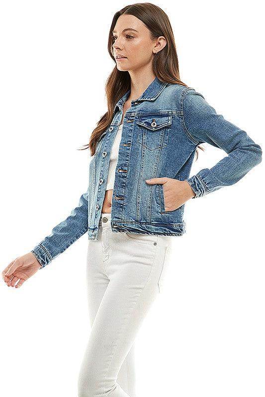 Spandex Ladies Casual Denim Jacket - VacationGrabs