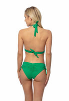 Solid Halter Biikini Set With Ruching Side Bottom - VacationGrabs