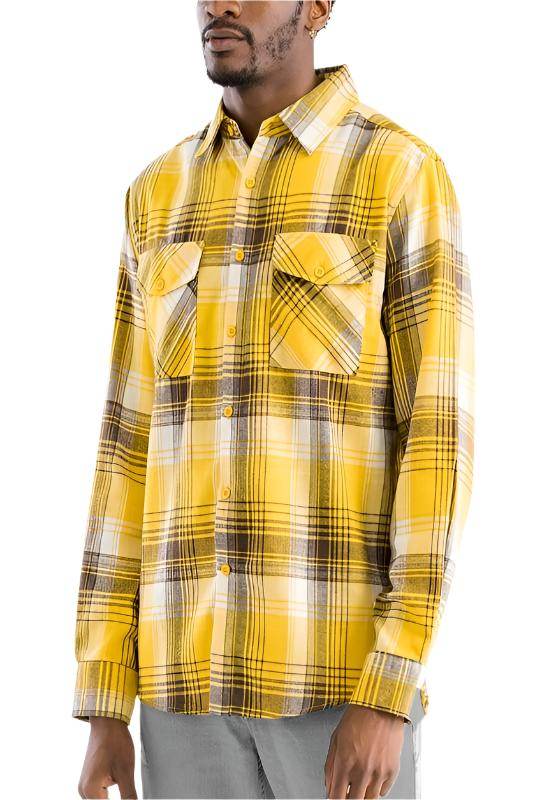 Long Sleeve Checker Plaid Flannel Shirts - VacationGrabs