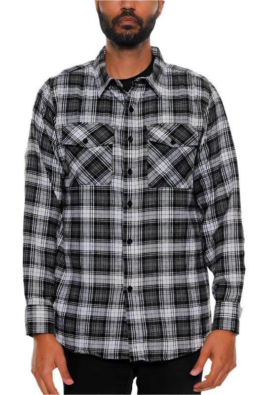 Long Sleeve Checker Plaid Flannel Shirts - VacationGrabs